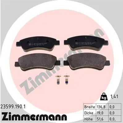 Тормозні (гальмівні) колодки Otto Zimmermann GmbH 23599.190.1 (фото 1)