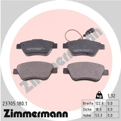 Тормозні (гальмівні) колодки Otto Zimmermann GmbH 23705.180.1 (фото 1)