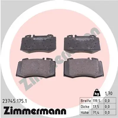Тормозні (гальмівні) колодки Otto Zimmermann GmbH 23745.175.1 (фото 1)