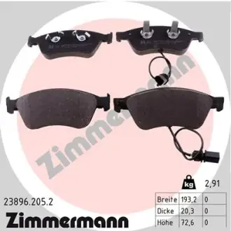 Тормозні (гальмівні) колодки Otto Zimmermann GmbH 23896.205.2