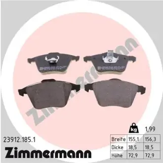 Тормозні (гальмівні) колодки Otto Zimmermann GmbH 23912.185.1
