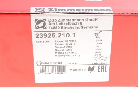 Тормозні (гальмівні) колодки otto Zimmermann GmbH 239252101