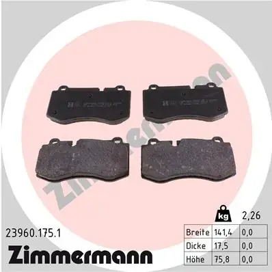 Тормозні (гальмівні) колодки Otto Zimmermann GmbH 23960.175.1 (фото 1)
