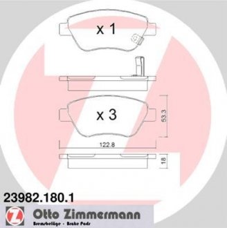 Передні тормозні (гальмівні) колодки otto Zimmermann GmbH 239821801