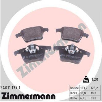 Тормозні (гальмівні) колодки otto Zimmermann GmbH 240111771