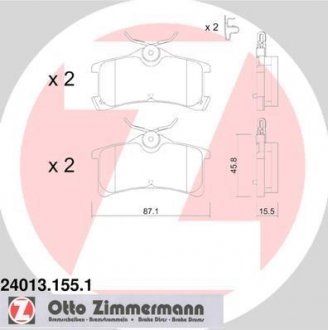 Тормозні (гальмівні) колодки otto Zimmermann GmbH 240131551
