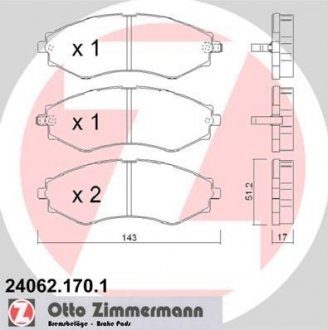 Передні тормозні (гальмівні) колодки otto Zimmermann GmbH 240621701
