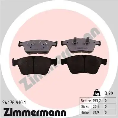 Тормозні (гальмівні) колодки Otto Zimmermann GmbH 24176.910.1 (фото 1)