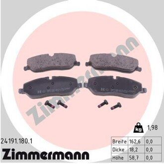 Тормозні (гальмівні) колодки otto Zimmermann GmbH 241911801 на Рендж (ленд) ровер Вог