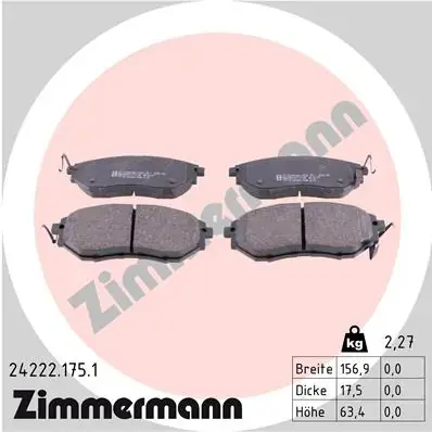 Тормозні (гальмівні) колодки Otto Zimmermann GmbH 24222.175.1 (фото 1)