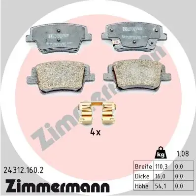 Тормозні (гальмівні) колодки Otto Zimmermann GmbH 243121602 (фото 1)
