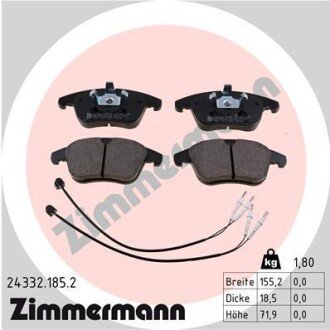 Тормозні (гальмівні) колодки otto Zimmermann GmbH 24332.185.2