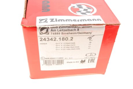 Тормозные колодки otto Zimmermann GmbH 243421802