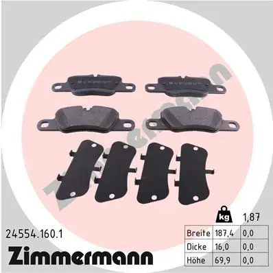 Тормозні (гальмівні) колодки Otto Zimmermann GmbH 24554.160.1 (фото 1)