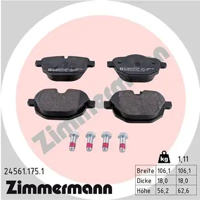 Тормозні (гальмівні) колодки Otto Zimmermann GmbH 24561.175.1 (фото 1)