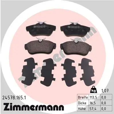Тормозні (гальмівні) колодки Otto Zimmermann GmbH 24578.165.1 (фото 1)