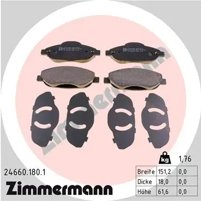 Тормозні (гальмівні) колодки Otto Zimmermann GmbH 24660.180.1 (фото 1)