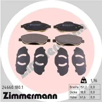Тормозні (гальмівні) колодки Otto Zimmermann GmbH 24660.180.1
