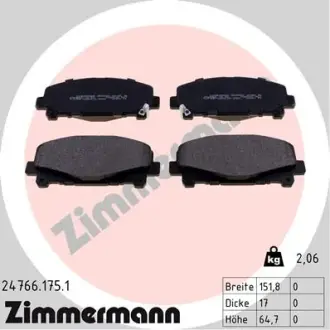 Тормозні (гальмівні) колодки Otto Zimmermann GmbH 24766.175.1