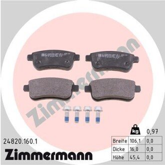 Тормозные колодки otto Zimmermann GmbH 24820.160.1 на Рено Megane