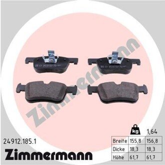 Тормозні (гальмівні) колодки otto Zimmermann GmbH 24912.185.1 на Бмв F30