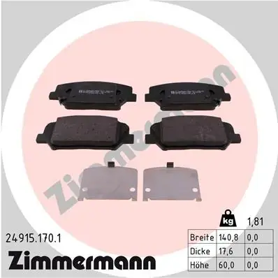 Тормозні (гальмівні) колодки Otto Zimmermann GmbH 24915.170.1 (фото 1)