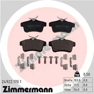 Тормозні (гальмівні) колодки Otto Zimmermann GmbH 24922.170.1 (фото 1)