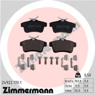 Тормозні (гальмівні) колодки otto Zimmermann GmbH 249221701 на Ситроен С4