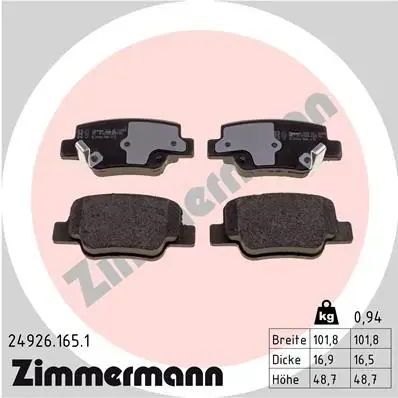 Тормозные колодки otto zimmermann gmbh 24926.165.1