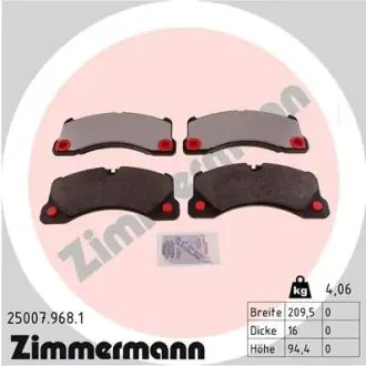 Тормозні (гальмівні) колодки otto zimmermann gmbh 250079681 Porsche Cayenne