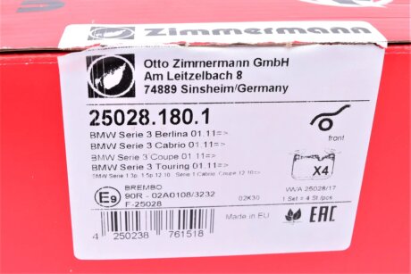 Тормозные колодки otto Zimmermann GmbH 250281801