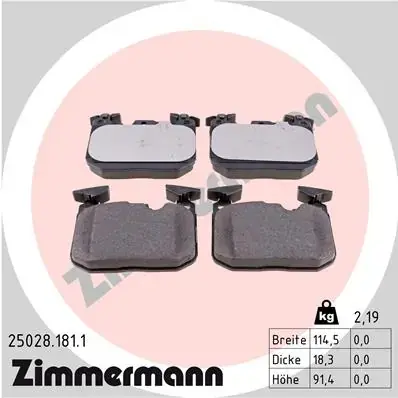 Тормозні (гальмівні) колодки Otto Zimmermann GmbH 250281811 (фото 1)