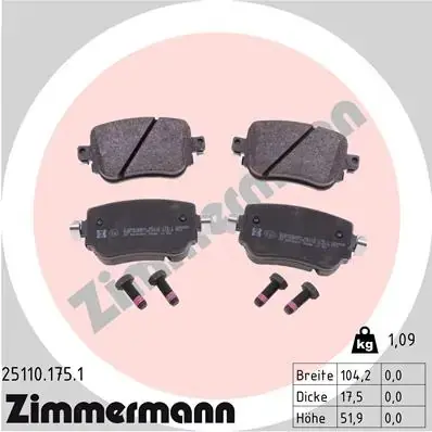 Тормозні (гальмівні) колодки Otto Zimmermann GmbH 25110.175.1 (фото 1)