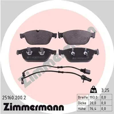 Тормозные колодки otto zimmermann gmbh 25160.200.2