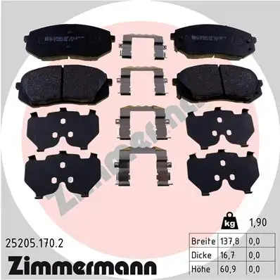 Тормозні (гальмівні) колодки Otto Zimmermann GmbH 25205.170.2 (фото 1)