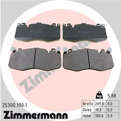 Тормозні (гальмівні) колодки Otto Zimmermann GmbH 25300.190.1 (фото 1)