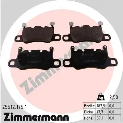 Тормозні (гальмівні) колодки Otto Zimmermann GmbH 25512.175.1 (фото 1)