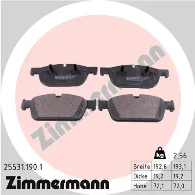 Тормозні (гальмівні) колодки Otto Zimmermann GmbH 25531.190.1 (фото 1)