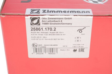 Тормозные колодки otto Zimmermann GmbH 258611702