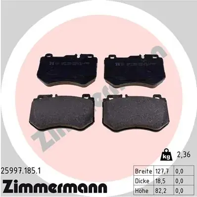 Тормозні (гальмівні) колодки Otto Zimmermann GmbH 25997.185.1 (фото 1)