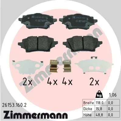 Тормозні (гальмівні) колодки Otto Zimmermann GmbH 261531602 (фото 1)