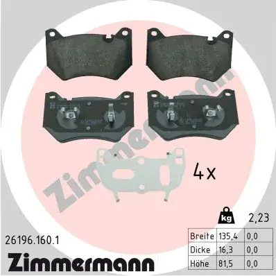 Тормозні (гальмівні) колодки Otto Zimmermann GmbH 261961601 (фото 1)
