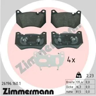 Тормозні (гальмівні) колодки Otto Zimmermann GmbH 261961601