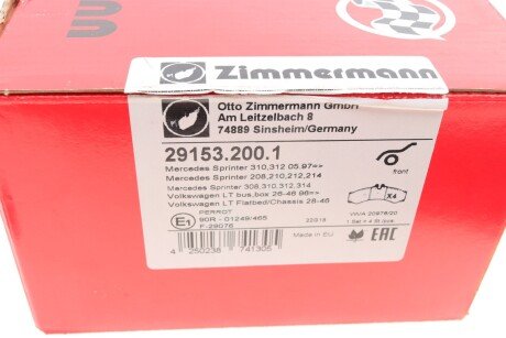 Тормозные колодки otto Zimmermann GmbH 291532001