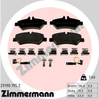 Тормозные колодки otto Zimmermann GmbH 29190.195.2 на Мерседес Спринтер 906