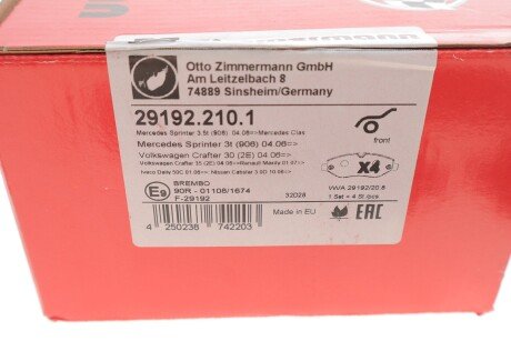 Тормозные колодки otto Zimmermann GmbH 291922101