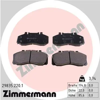 Тормозні (гальмівні) колодки Otto Zimmermann GmbH 29835.220.1 (фото 1)