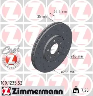 Вентильований гальмівний диск Otto Zimmermann GmbH 100123552