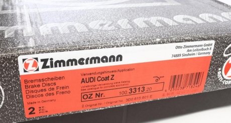 Вентильований гальмівний диск otto Zimmermann GmbH 100.3313.20