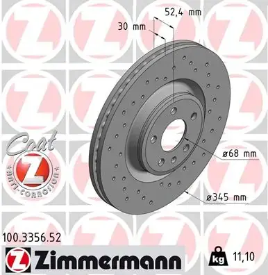 Вентилируемый тормозной диск otto zimmermann gmbh 100.3356.52